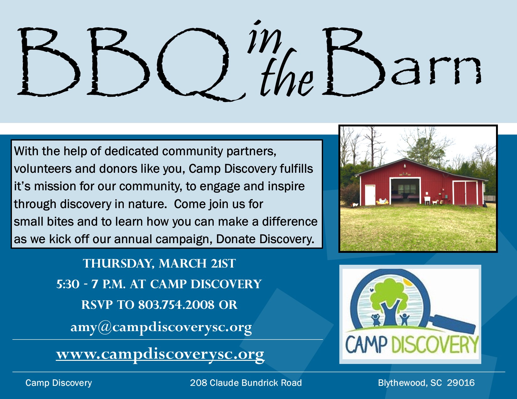 Camp Discovery BBQ in the Barn 2019